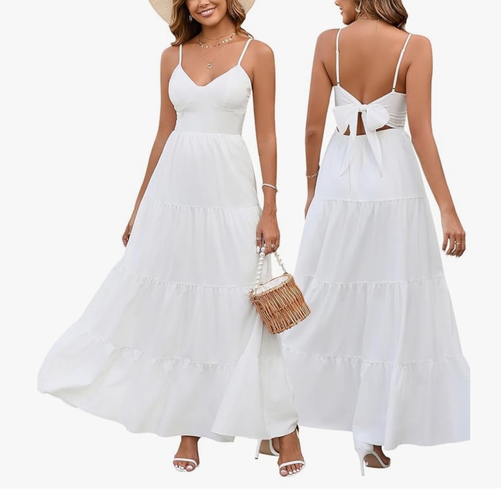 Elegant Backless White Maxi Dress